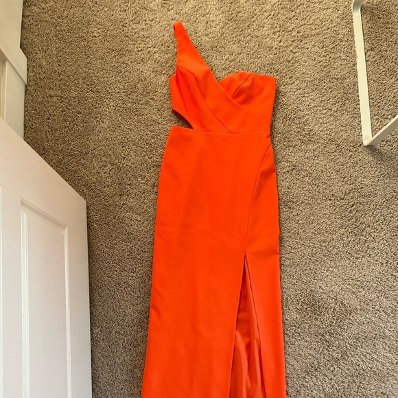Aidan by Aidan Mattox orange cutout column gown - Picture 7 of 14